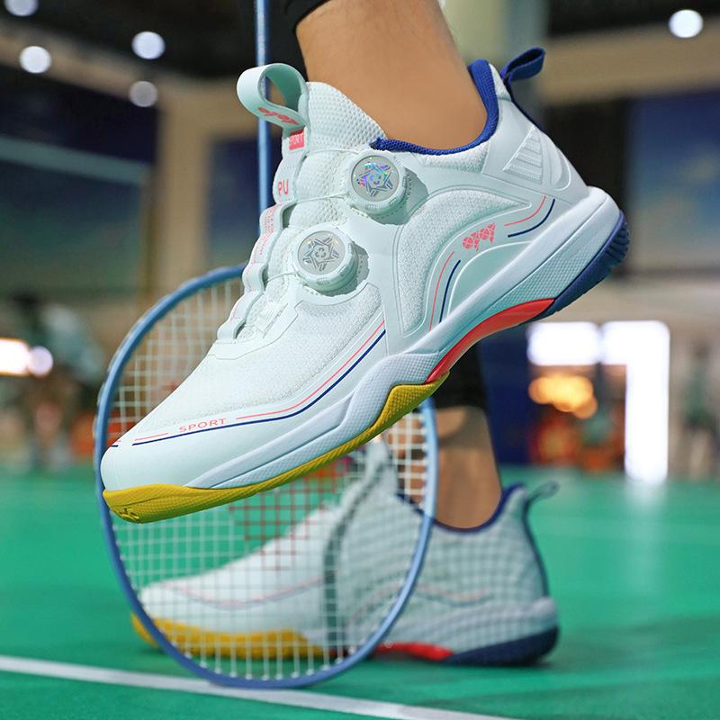 Professional Competition Badminton Shoes with Rotating Buckle, Shock Absorption, Carbon Plate, Non-slip, Wear-resistant for Men and Women