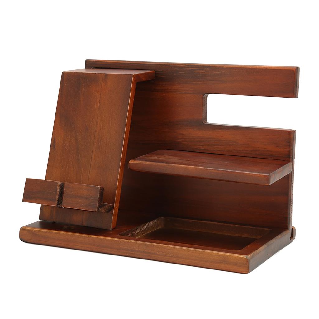 Phone Docking Station Wood Multifunction Key Wallet Stand Glasses Storage Holder for Desktop