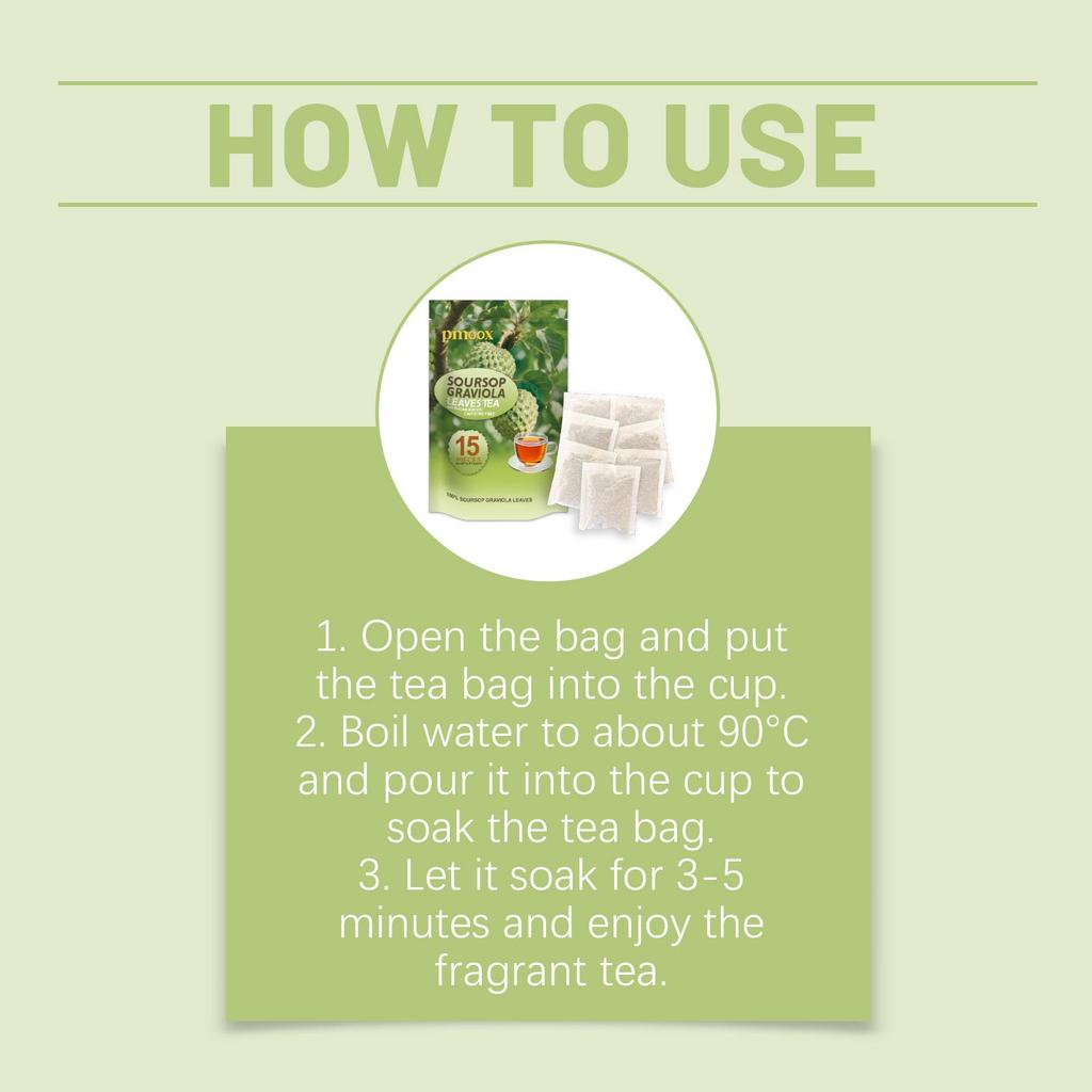 Premium Soursop Leaf Tea Bags, Individually Packaged, Natural Daily Body Support & Care