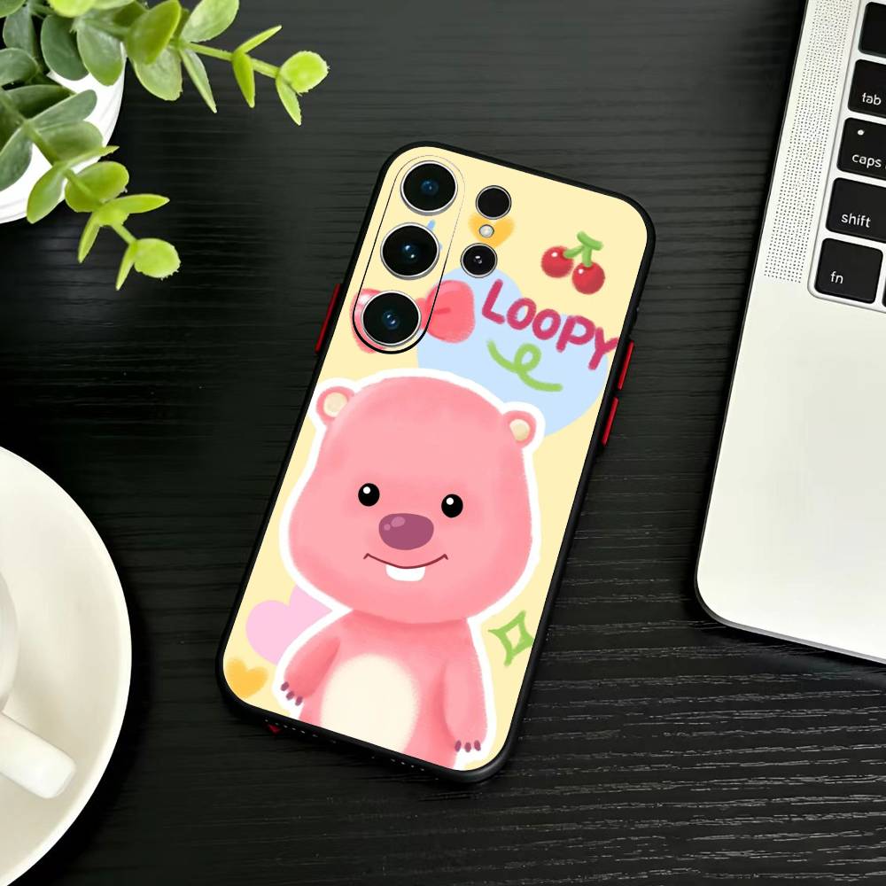 

Cute Cartoon M-loopy Phone Case For Samsung S26,S25,S24,S23,S22,S30,S21,Ultra,Plus,FE 5G Black Soft Cover Samsung S24Plus