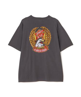 Schott NYC "EAGLE AND RIBBON EMBROIDERED" T-SHIRT / Men's Small 410 Charcoal / 782-4134004