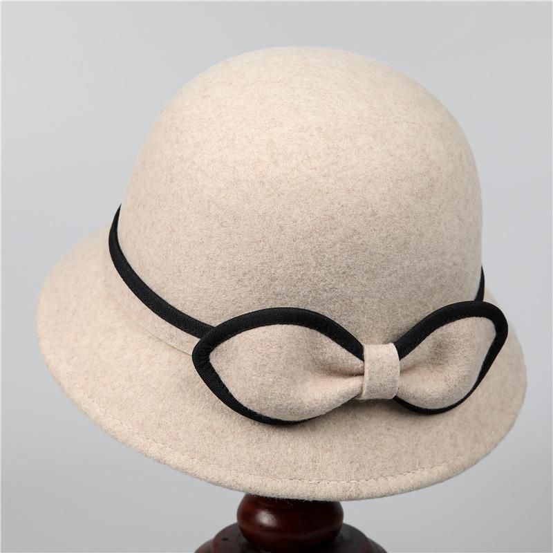 

Pure wool thousand gold wind elegant fisherman hat children autumn and winter temperament basin hat retro top hat M（56-58cm）