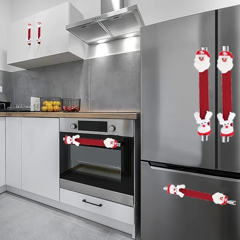 1pc Christmas Refrigerator Handle Santa Snowman Kitchen Appliance Covers Christmas Kitchen Decor,Microwave Handle Protector