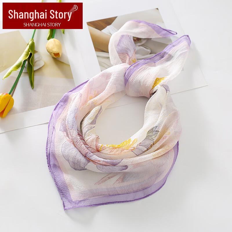Shanghai Story 100% Mulberry Silk Small Square Scarf