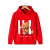 Herbst Winter Kinder Hoodies Kawaii Hi Teddybär Druck Mädchen Jungen Babykleidung Lässige Mode Kinder Sweatshirt Pullover Tops