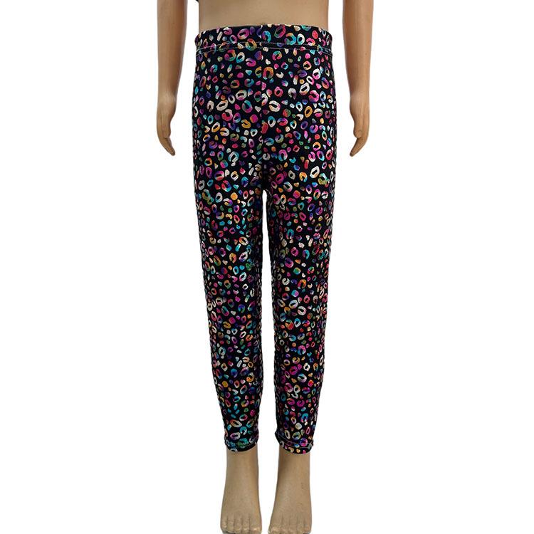 

Детские леггинсы с лазерным леопардовым принтом и пайетками, облегающего кроя: Унисекс длинные брюки для детского сада и средней школы 110 cm