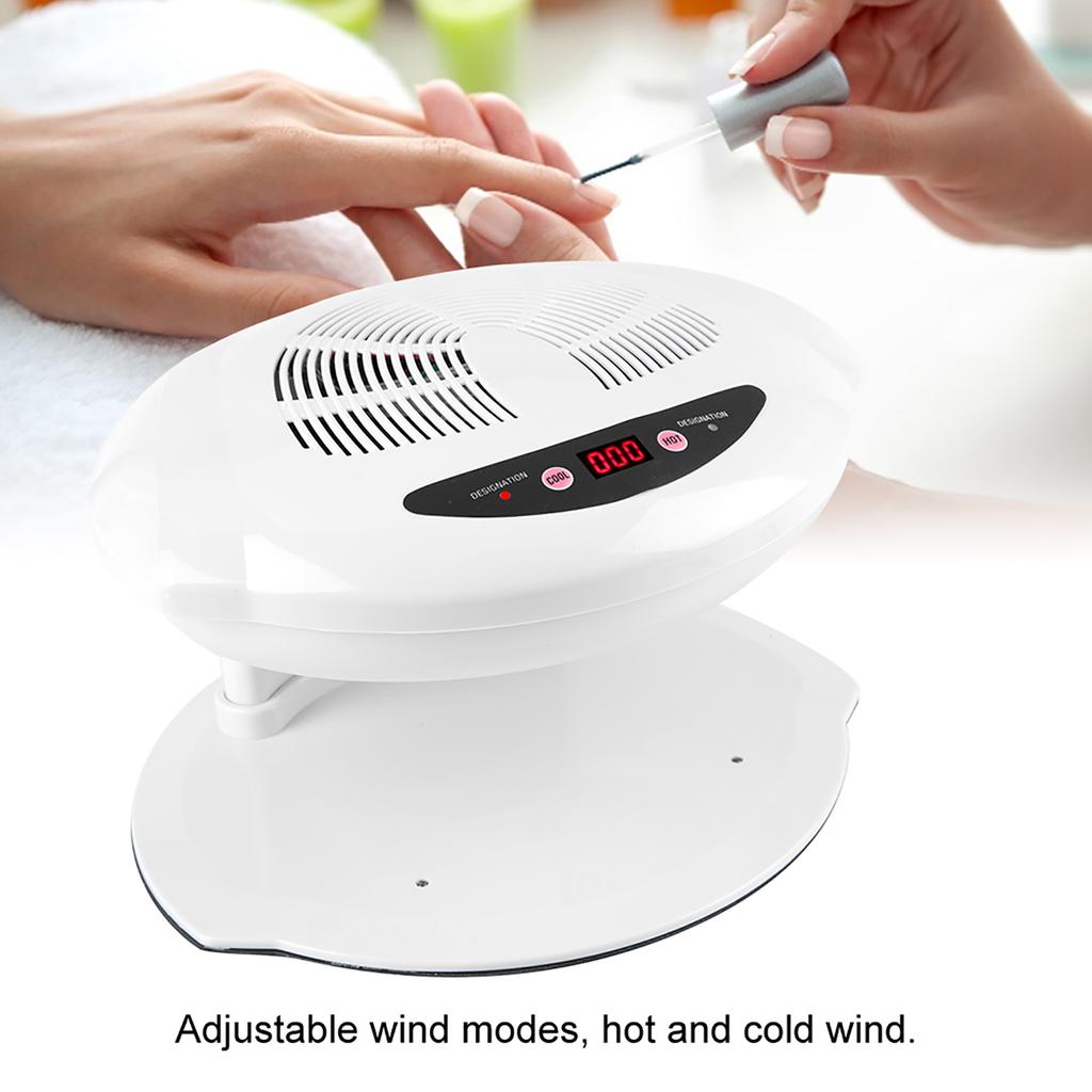 Hot & Cold Air Nail Dryer WarmCool Nail Polish Drying Fan Manicure Tool White