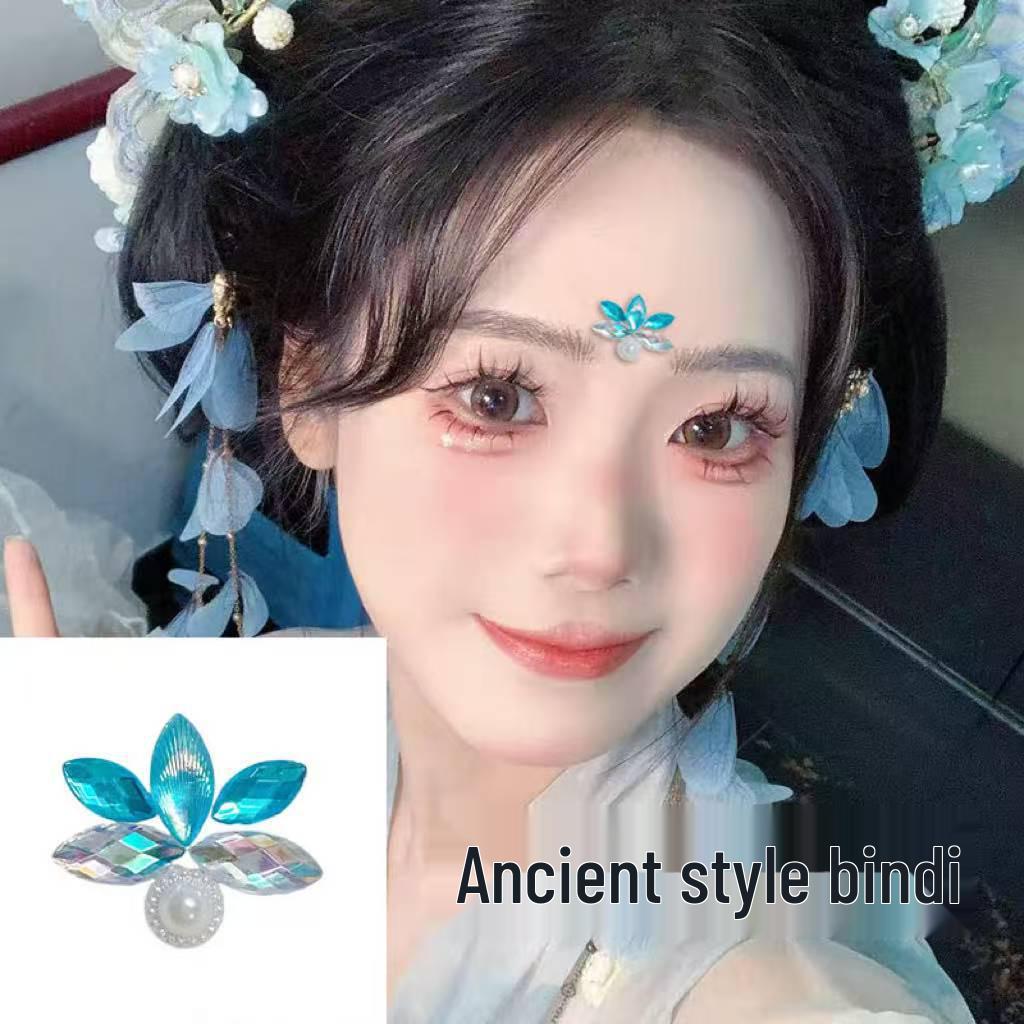 Kids' Hanfu Flower Forehead Tattoos: Ancient Style Adornment for Girls