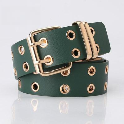 Європейська та американська мода з подвійною шпилькою та подвійною шпилькою, дворядний ремінь із повітряними отворами, жіночий джинсовий ремінь для штанів