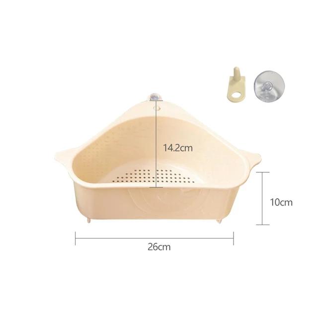 Neue dreieckige Küchenspüle Sieb Abfluss Obst Gemüse Abtropffläche Schwamm Rack Storage Tool Korb Saugnapf Spüle Filter Regal