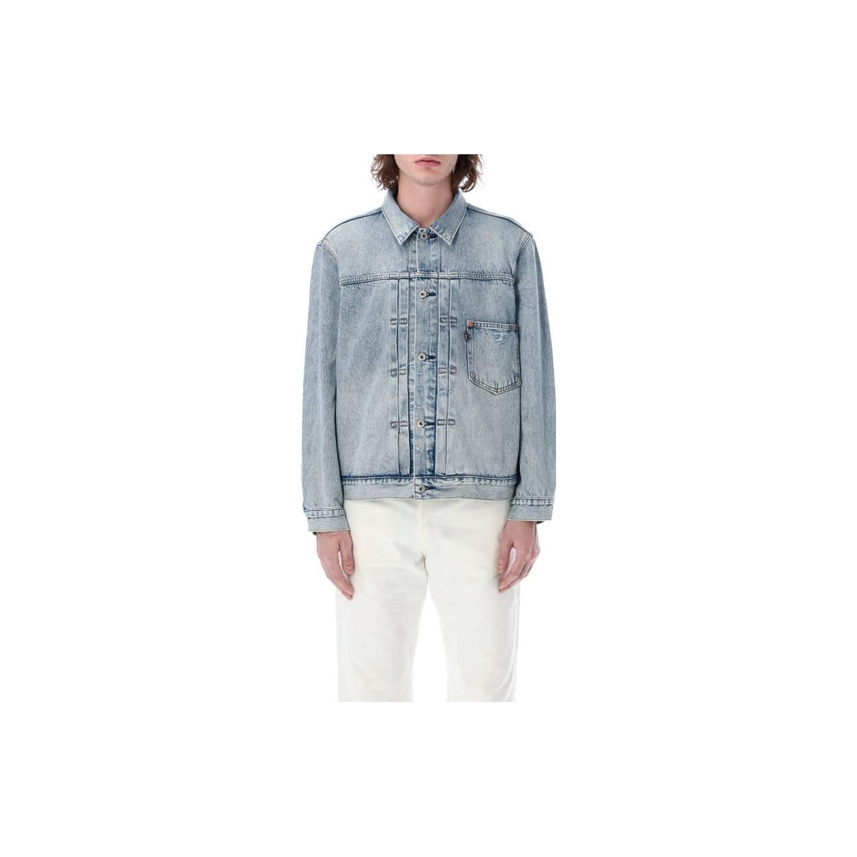 

Levis SS23 джинсовая куртка с воротником на пуговицах мужская куртка светло-голубая A3174-0006