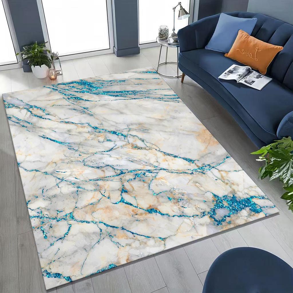 2026 Luxurious Marble Black Green Gold Colorful Stone Texture Rug for Bedroom Living Room Sofa Home Doormat Decor,Non-slip Mat