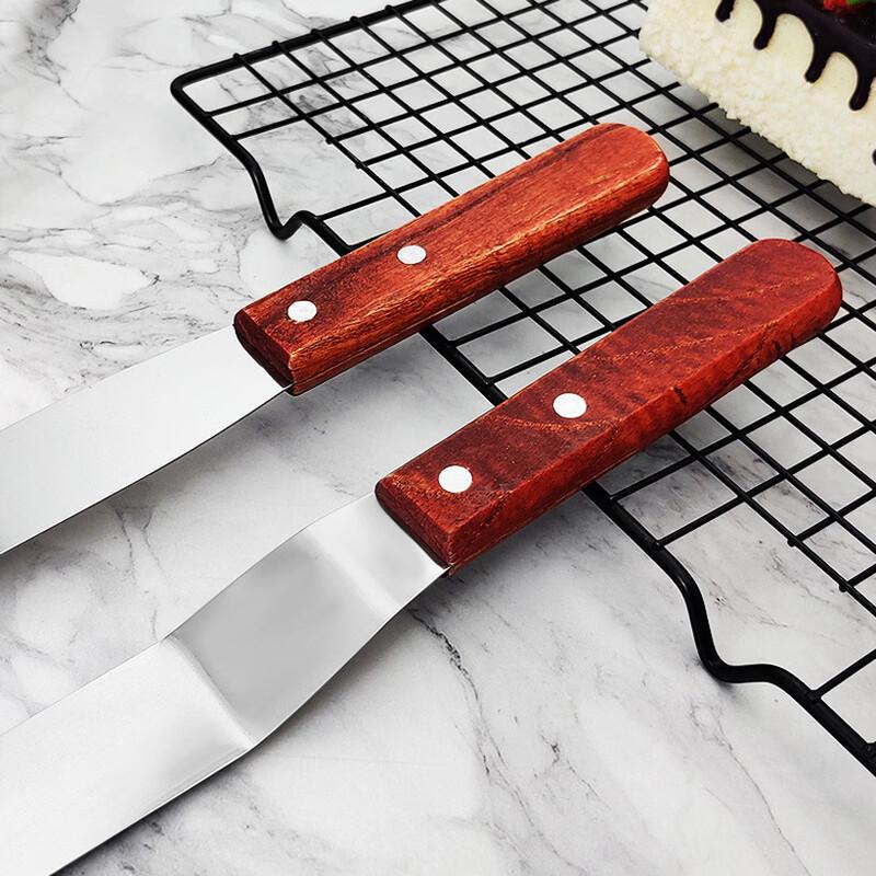 Ruhan Wooden Handle Stainless Steel Baking Spatula Set