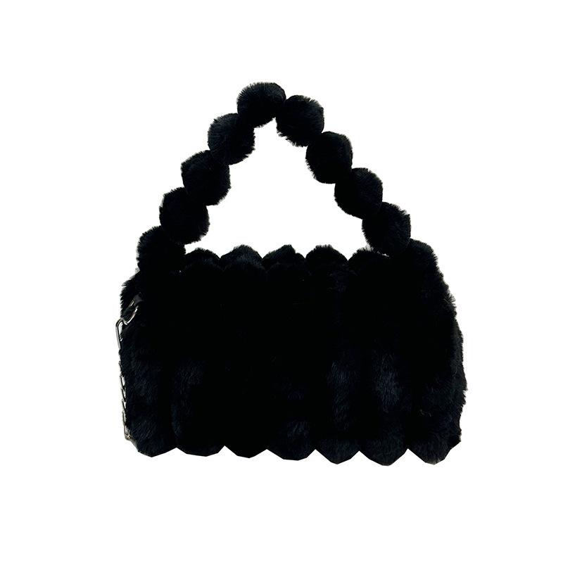 

Трендовая женская пушистая плюшевая сумочка 2025 года - Высококачественная модная сумка на плечо и кроссбоди для осени/зимы чёрный