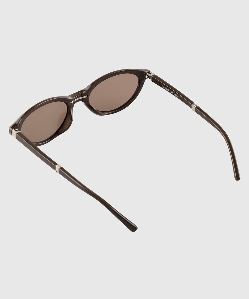 Tuditeo Aur Portable Foldable Sunglasses Slim Cat-Eye Oval Sunglasses C3 Brown