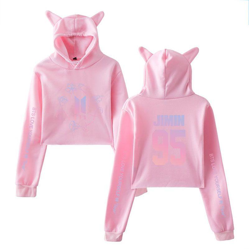 Bts Bangtan Boys Love Yourself Tear Navel Hoodie With Cute Cat Ear Design In Multiple Color Options