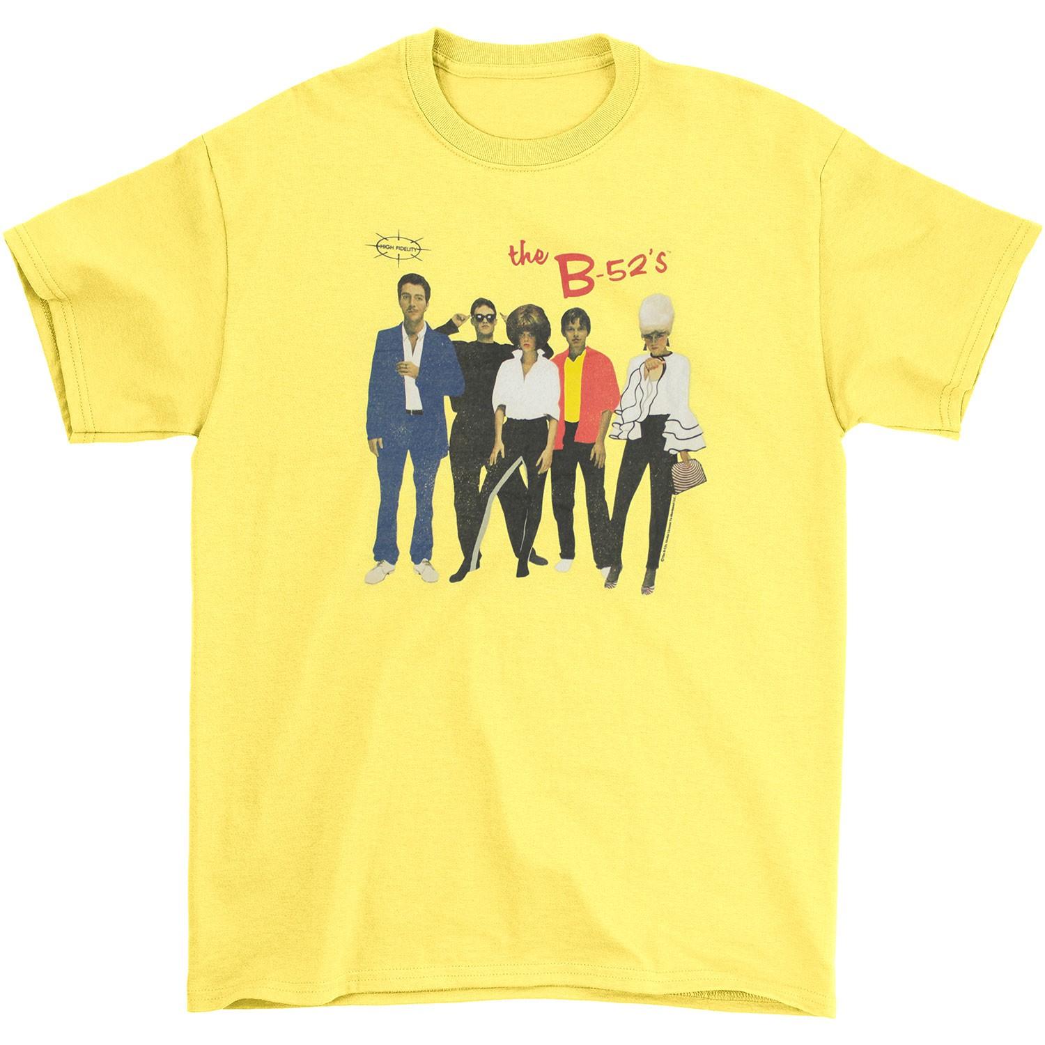 Men s B52s Retro Band Photo T-shirt Large Yellow Heather XL