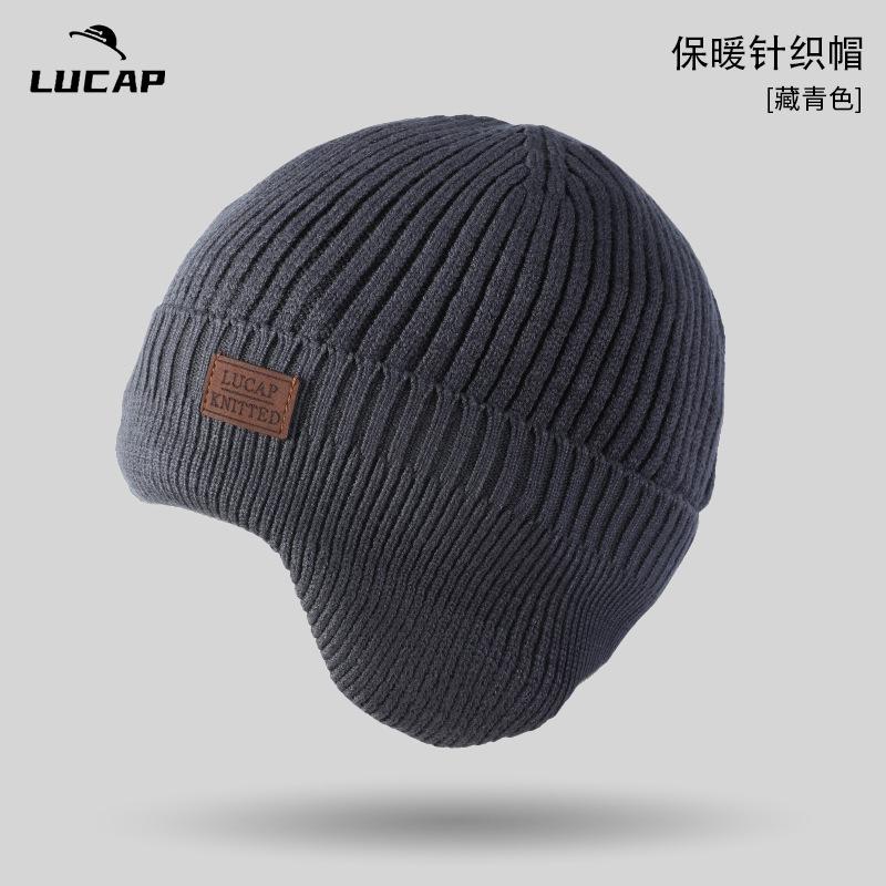 

Осенне-зимние шапки, модные для поездок на работу, утолщенные теплые шапки, с защитой ушей, плюшевые шерстяные шапки, холодо- и ветрозащитные вязаные шапки one size fits all темно-серого