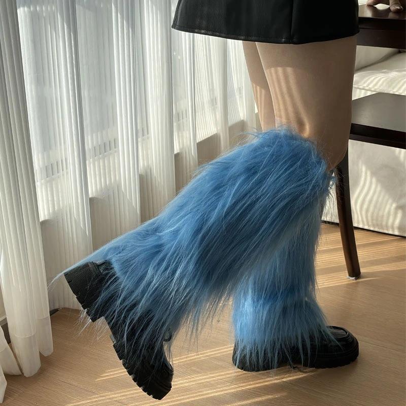 Fashion Socks Furry Leg Warmers Lady Cute Jk Knee Length Hipster Warm Sock Fashion Y2K Goth Faux Fur Leg Warmers Boot Covers
