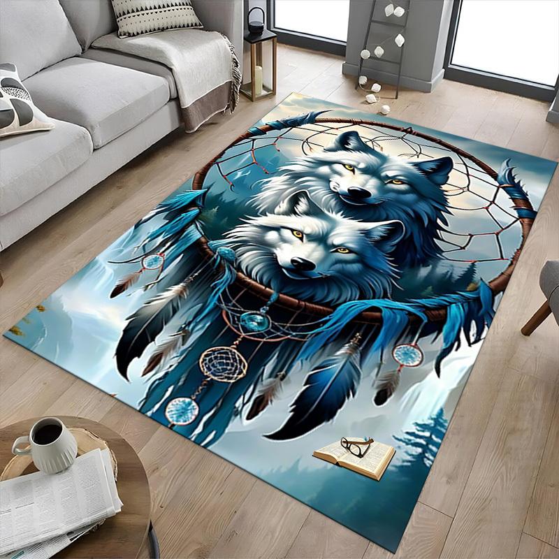 1pc Wolf Dreamcatcher Carpet Anti Slip Polyester Floor Mat for office.Bedroom
