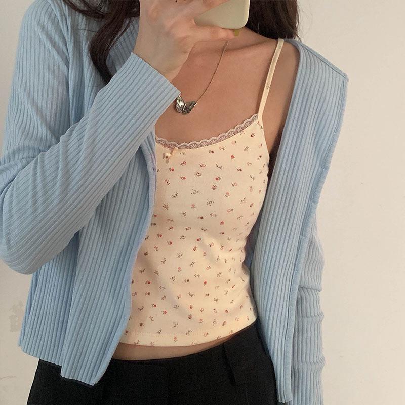

Women s Slim Floral Lace Camisole - Summer 2025 BM Style M бежевий/квітковий