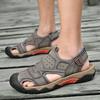 New Summer Genuine Leather Men Sandals Fashion Design Breathable Casual Shoes Men Soft Bottom Outdoor Beach Sandals Big Size 46