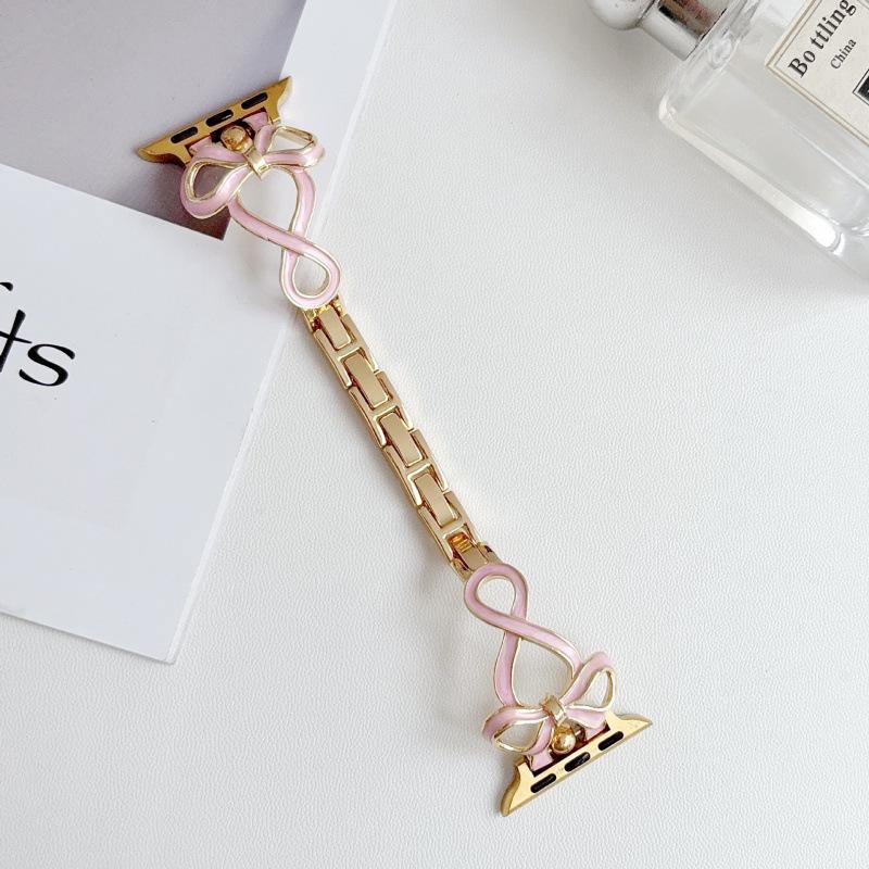Compatible Strap for Huawei GT6, Xiaomi 9Pro, and Apple iWatch 9876SE: Drip Oil Bow Chain Style
