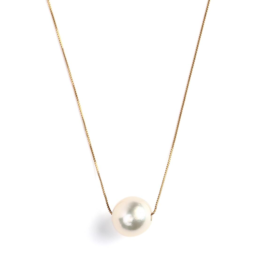 

Pearl Single Genuine Akoya Through Venetian Yellow [OKKO] Necklace, Pearl, Pearl, Wedding, Party, Necklace, Pendant, Chain, K18, Thin, Gold, 40cm,