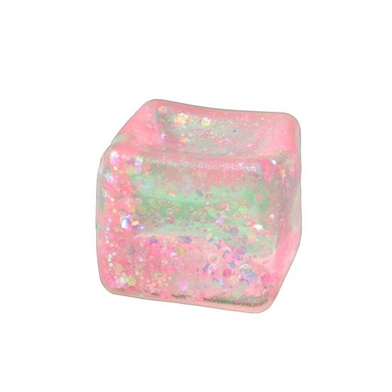 

Ice Cube Squeeze Toy with Glitter Slow-Rising Water Cube TPR Fidget Toy for Stress Relief Portable Decompression Gadget for Kids розовый