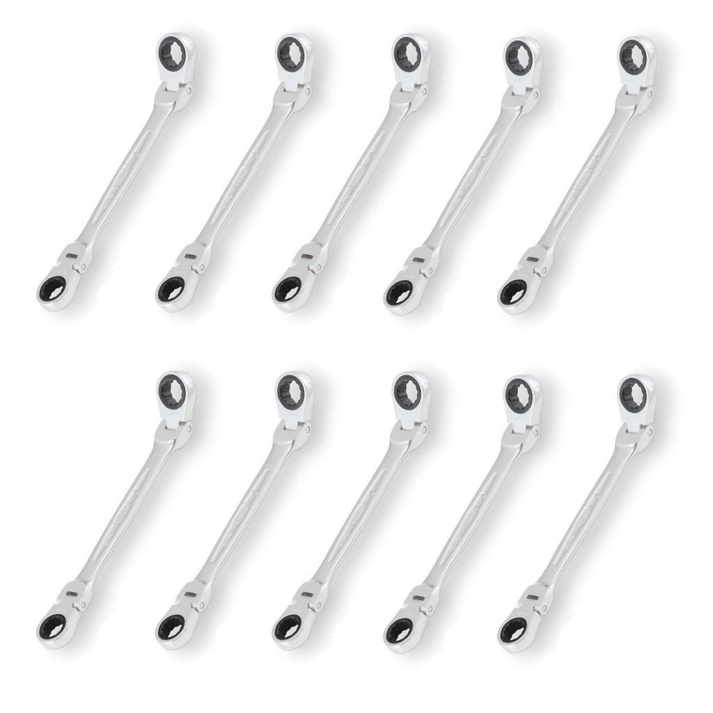 TONE Skralle 12 x Pakke med 10 Dobbeltsidig fastnøkkel, RMFW-1214-10S, 14mm,