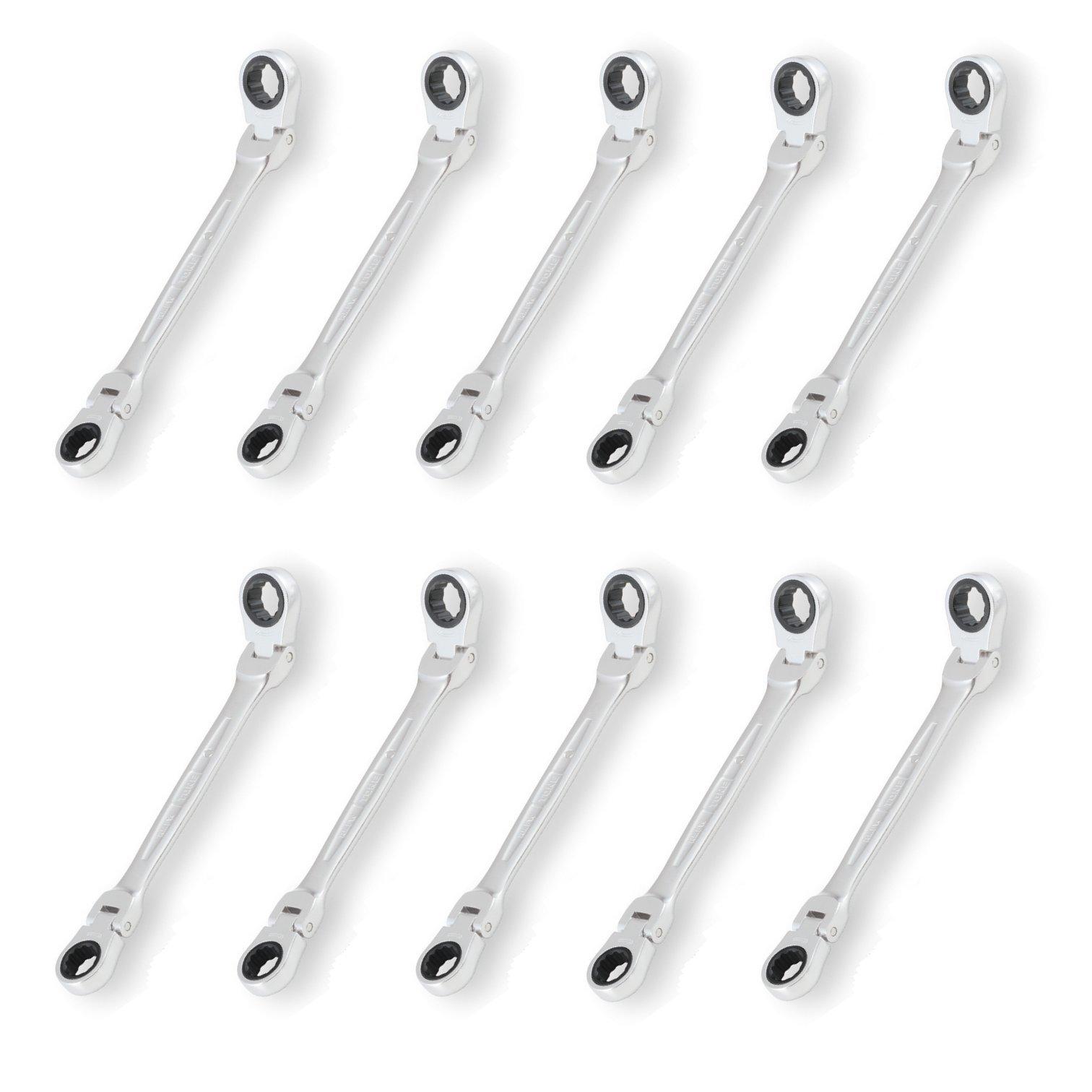 

TONE Ratchet 12 x Pack of 10 Double-Ended Wrench, RMFW-1214-10S, 14mm,