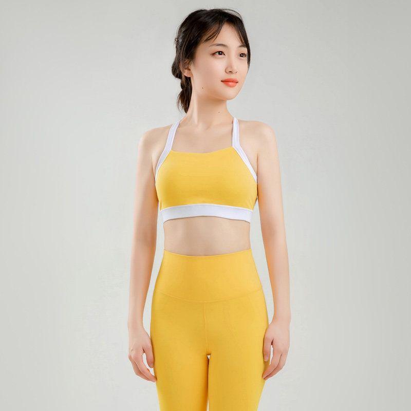 Fashion Wind Big Brand with Chest Pad Nude Feel Fitness Suit