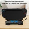 Cooling Fan with RGB Light Dual-Fan Cooling Base 3 Speed Portable Cooling Fan with 8 Game Card Slots for Switch 2 Accessories