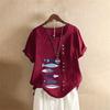 T-shirt Estiva Oversize in Cotone e Lino a Maniche Corte, Abbigliamento Donna Oversize Stampato in Cotone e Lino