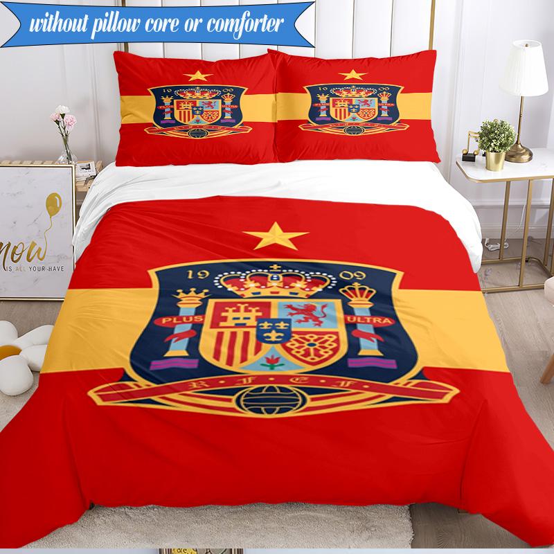 Set Biancheria da Letto 3 Pezzi con Stemma Calcio Spagnolo Gruppo Musicale K-pop, Ideale per Camera da Letto, Dormitorio, Include Copripiumino e 2 Federe, Regali per Fan
