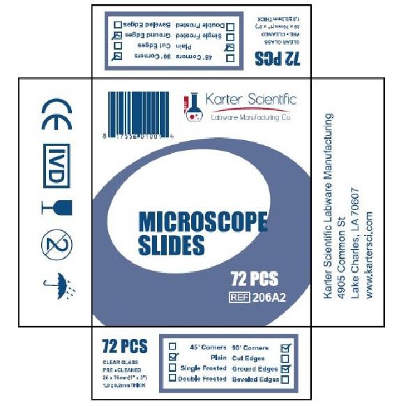 Microscope Slides, Ground Edges, Plain, 90 Corners, 3x1, Karter Scientific 206A2 (Pack of 72)