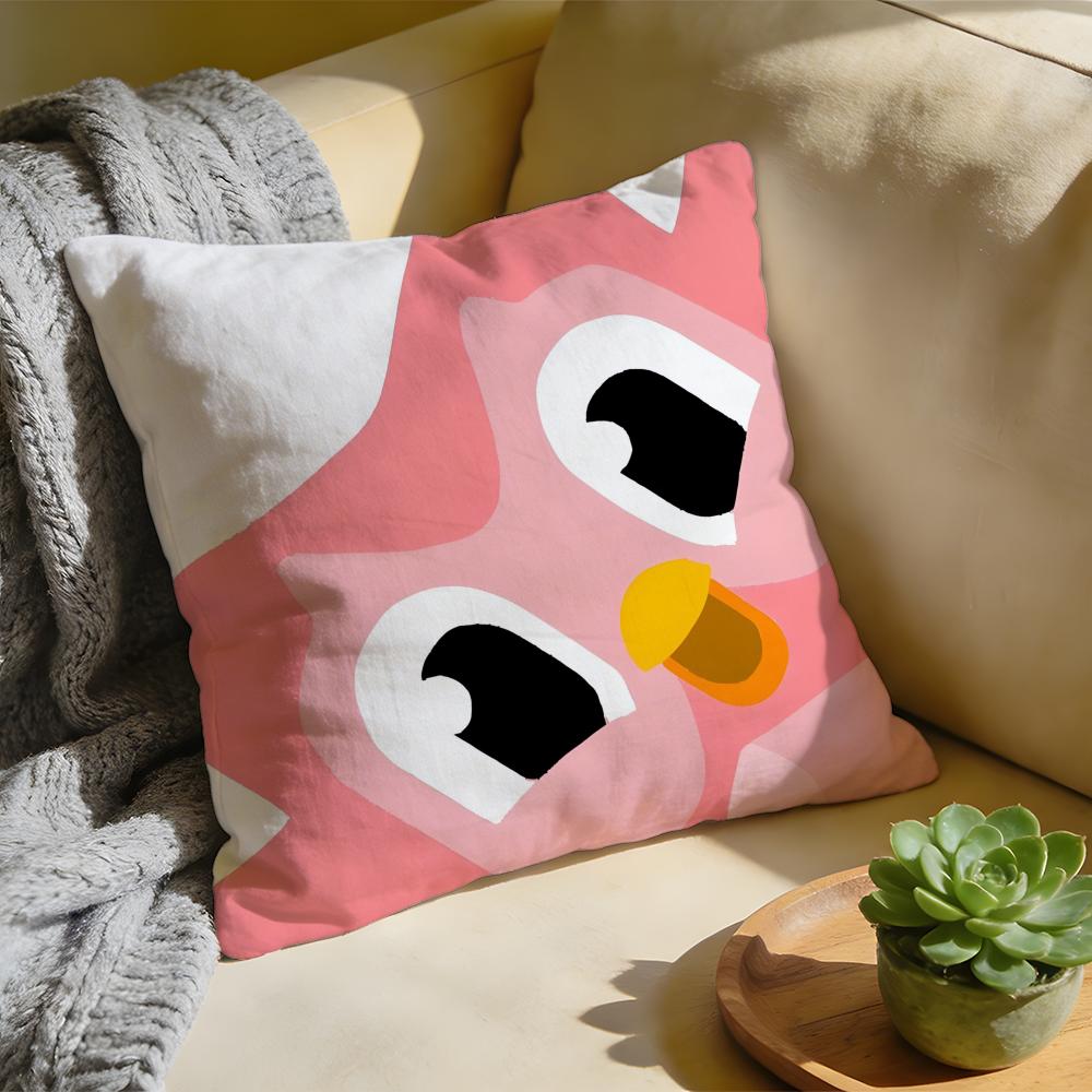 Cushion Cover Washed Linen Soft Breathable Decorative Case for Sofa Home Pillow cover Cute Cartoon Duolingos