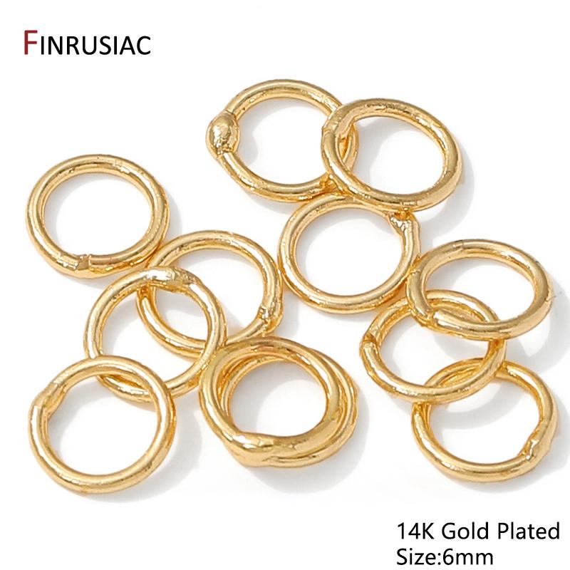 4-8mm 14/18K Gold Plated Brass Solid Closed Jump Ring,Closed Split Rings Connector For DIY Jewelry Making Accessories