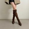 New products in the year, two-wear Korean version of pointed suede folding stiletto over the knee boots, versatile side zipper boots