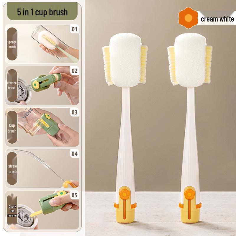 5-in-1 Long Handle Brush for Cleaning Thermos, Water Cups, and Bottles