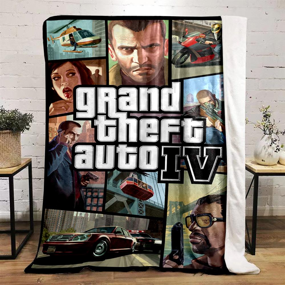 Grand Theft Auto IV Game Artwork Warm Blanket, Flannel Blanket for Bedroom, Living Room, Sofa, and Nap.