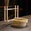 1set Multi Layered Basket Rustic Wooden Frame Fruit Basket For Home Kitchen Bamboo Weaving Basket Small 18/20cm