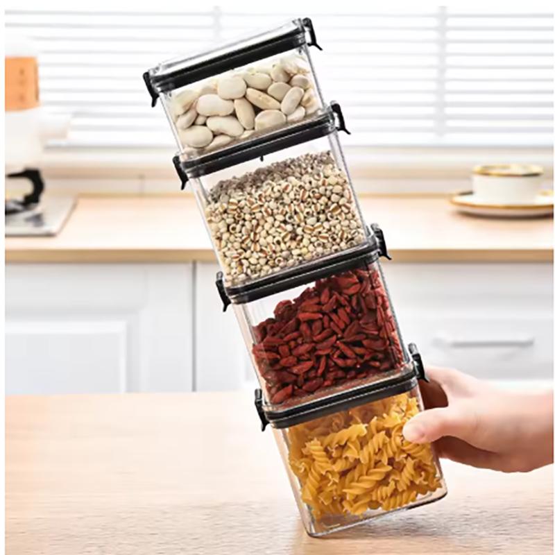 Sealed Jars Kitchen Grain Storage Organizer Large Tank Plastic Moisture-proof Storage Box Household Seasoning Jars Set