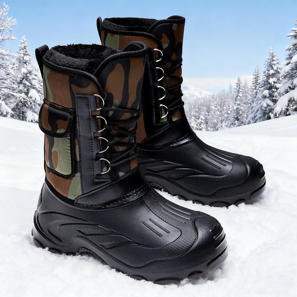 Shoes men's snow boots 2025 winter cotton shoes large size warm boots waterproof and antifreeze cotton boots thick boots