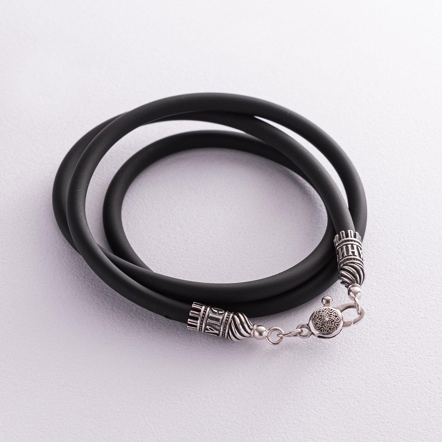 

Каучуковий шнурок Врятуй і збережи зі срібною застібкою (5мм) Oniks 50 срібний