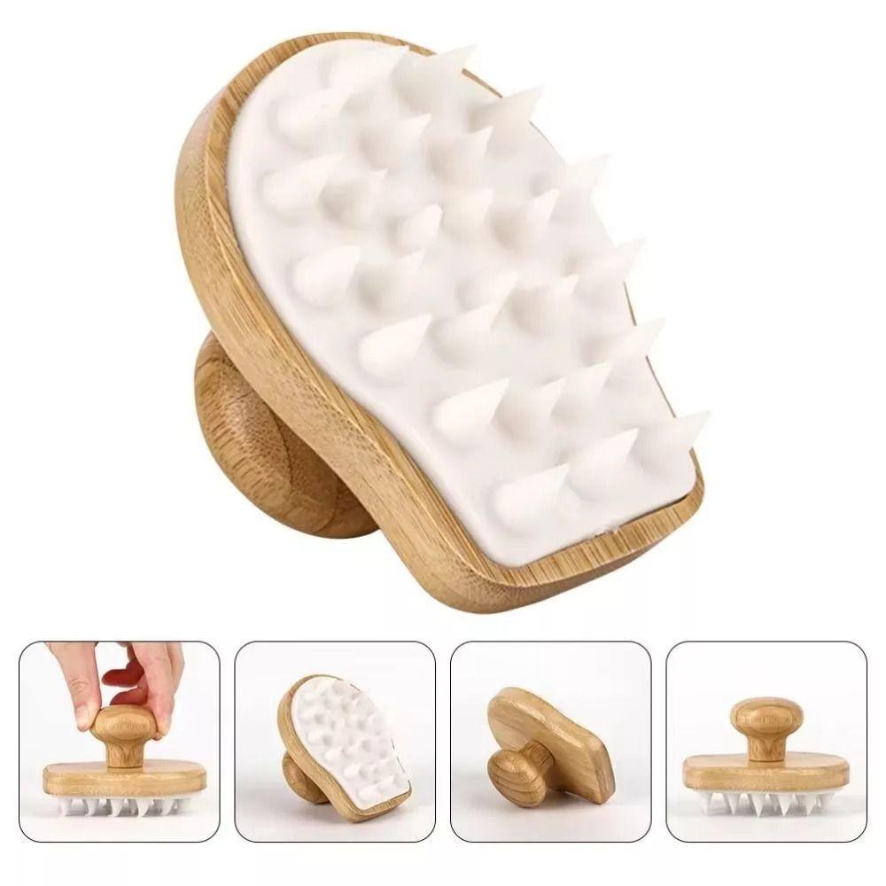 

Promote Blood Circulation Wood Shampoo Brush Therapy Massage Bath Spa Massage Brush Hair Washing