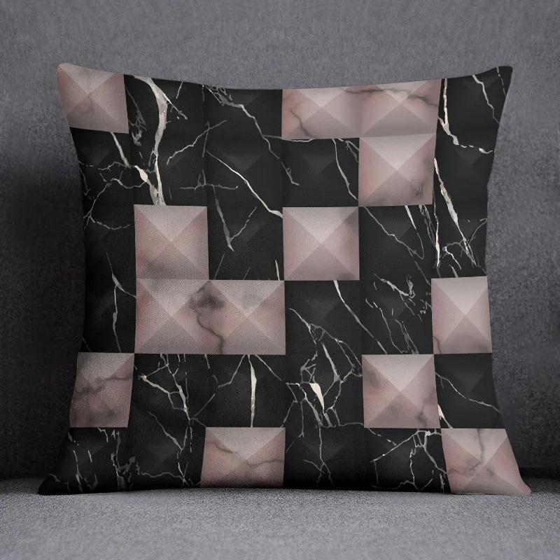 Nordic Luxury Geometric Texture Print Pillowcase Home Bedroom Room Decoration Office Seat Living Room Sofa Cushion Cover 45X45Cm