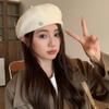 Autumn and winter beret small round label temperament wool hat female face small high quality elegant warm painter hat light luxury