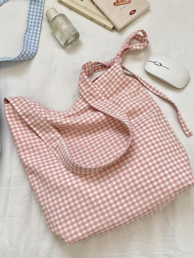 61282 Large Plaid Canvas Bag - Multi-functional Shoulder, Crossbody, and Handheld Bag for Shopping or School Use