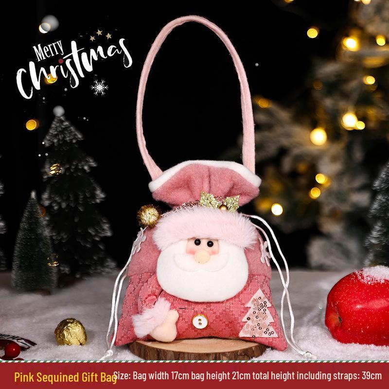 Three-Dimensional Santa Claus Burlap Backpack Candy Bag - Large Christmas Gift Decoration